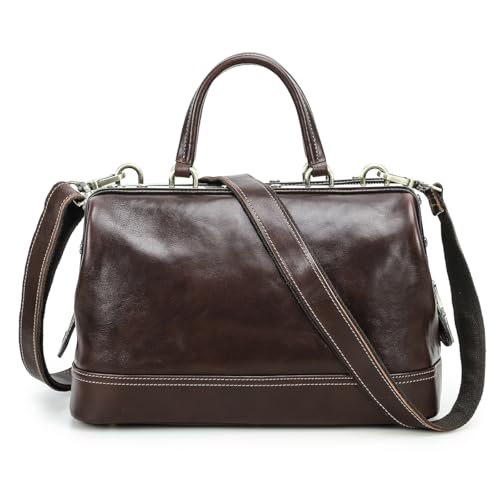 Image of CONTACTS Doctor Bag Purse for Women Luxury Leather Handbag with Lock Shoulder Bag Vintage Top Handle Bag