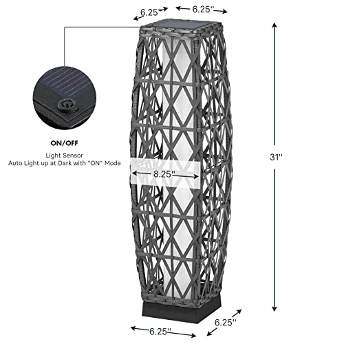 Grand Patio Outdoor Solar Powered Wicker Floor Lamp Outdoor Weather-Resistant Deck Light For Garden Porch - Silver Gray thumb #7