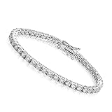 GOLD IDEA JEWELRY Hip Hop 1 Row Iced Out Tennis Chain Stainless Steel 4mm5mm AAA+ Cubic Zirconia Dia