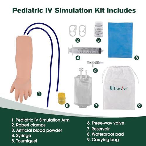 Image of Ultrassist Pediatric IV Arm Kit, Pediatric IV and Phlebotomy Practice Kit for IV Training, Venipuncture Skills, Injection Practice, Clinical Nursing Training