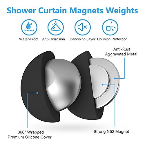 Vanzavanzu HU-XI-201 Shower Curtain Weights, Never Rust Shower Curtain Magnets thumb #2