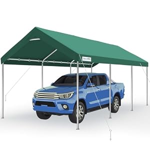 Quictent 10×20 ft Heavy Duty Carport Canopy Galvanized Car Tent Outdoor Garage Boat Shelter with Reinforced Structure, with Hanging Edge – Green