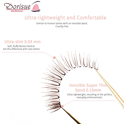 Dorisue Natural false Lashes Brown Eyelashes 3D Light Color Look Real False Eyelashes Short Handmade lashes wispies Natural False Eyelashes Eye Makeup Fake Eyelashes 4 works eyelashes pack - Image 3