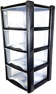 Easy Shopping® BLACK Plastic Drawer Tower Unit Chest Drawer School Office Home Storage (3 Tier Drawer)