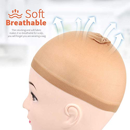 Stocking Wig Caps, DEPHNARSA 24pcs Stretchy Nylon Wig Caps Stocking Caps For Wigs Wig Caps For Women Man (Beige) - Image 4