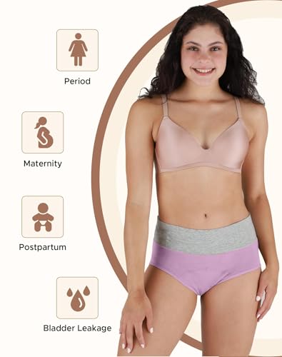 Image of INNERSY Period Underwear for Women Leakproof High Waisted Menstrual Cotton Panties 3 Pack