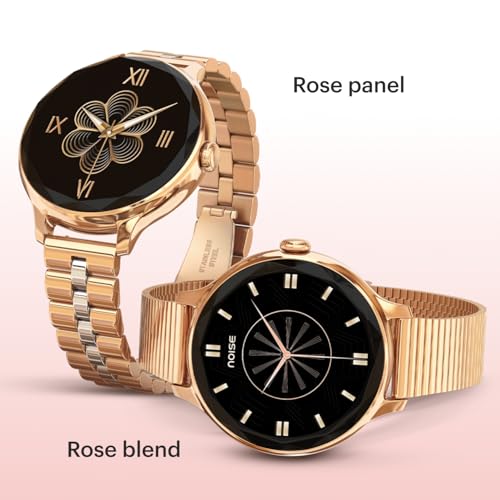 Image of Noise Diva Smartwatch for Women with Diamond Cut Dial, Glossy Metallic Finish, AMOLED Display, New Metal Straps, 100+ Watch Faces, Female Cycle Tracker Smart Watch for Women (Metallic Rose Blend)