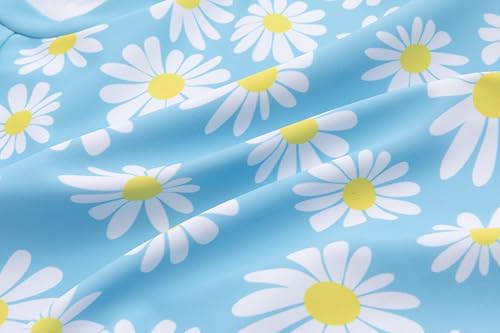 Image of LIZENS Girls Two Piece Swimwear Tankini Long Sleeve Ruffle Trim Swimsuit 2-12Years for Kids Daisy Pattern