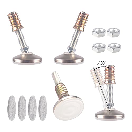HUAYY Furniture Levelers Swivel Feet,Angle Height Adjustable(3/8-16 Nut Inserts Kits-4 Sets),Heavy Duty Leveling Legs for Table Chairs Cabinets Sofa,with High-Density Self-Adhesive Felt Pads