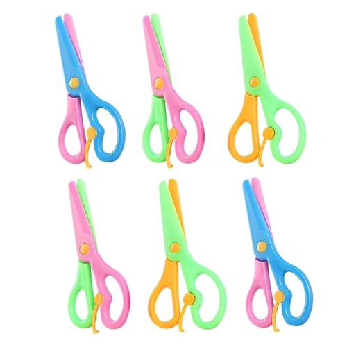 Tijeras de Seguridad para Niños, 6 Piezas Tijeras de Plástico para Papel, Tijeras Infantiles Con Dispositivo De Seguridad, Con Punta Redonda, para Niños a Partir de 2 Años, multicolor, Color al azar