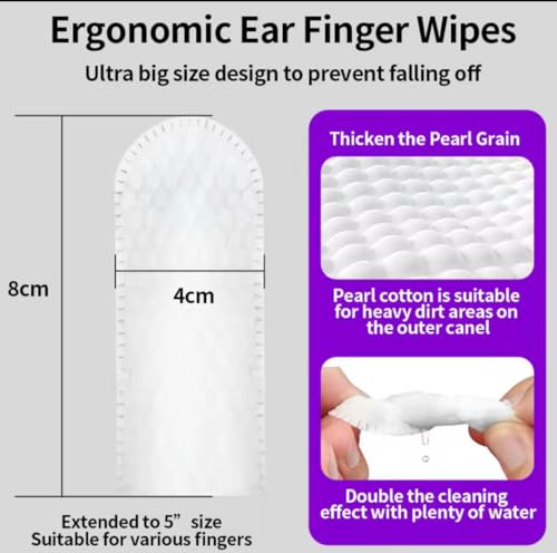 Image of Pet Ear Cleaner Finger Wipes for Dogs & Cats | Removes Ear Wax, Dirt & Mites | Anti-Odor, Gentle & Safe Formula | Easy Finger Sleeve Cleaning | 50 Disposable Wipes for Daily Ear Hygiene