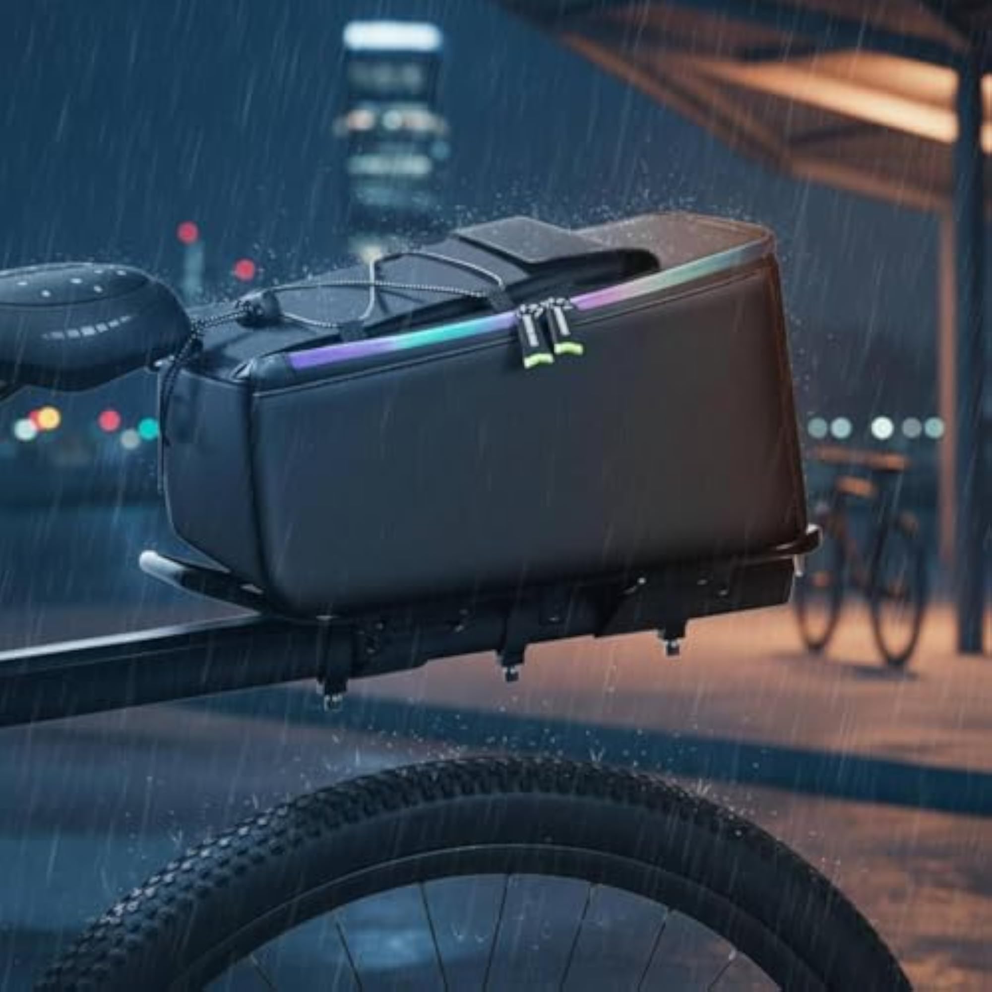 Waterproof Black Bike Trunk Bag with Zipper Closure
