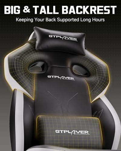 Image of GTPLAYER Big & Tall Gaming Chair, Wide Reclining with Footrest for Adults | Ergonomic High Back Computer Desk Chair, Comfort Padded Seat with Lumbar Support for Big /Tall, Office /Home, Dark Black