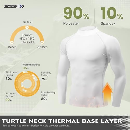 Men's Turtle Neck Thermal Shirt Fleece Lined Ski Cycling Hunting Compression Base Layer,Warm,Quick Dry4