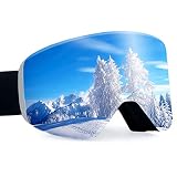 Dizokizo Skibrille Abnehmbare Linse,Rahmenlose Austauschbare Magnetlinse für Snowboard,Antibeschlag und UV-Schutz,Dreifach Atmungsaktive Schaumstoffe & Geprägter Riemen für Damen, Herren, Jugend