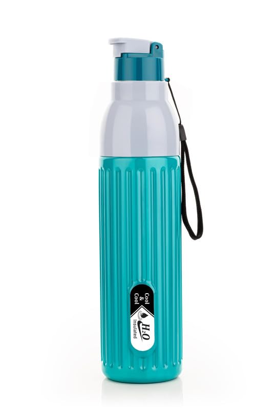 Image of 1000 ML Insulated Inner Stainless Steel Water Bottle, 1000-700 ml, | Leak Proof | Hot & Cold | Easy Grip and Carry,|123,Blue Tharmal Bottle