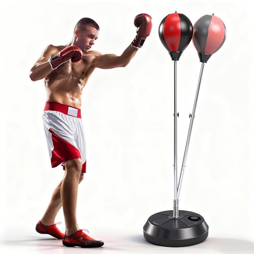 Punching Bag with Stand, Boxing Bag for Adults - Height Adjustable - Speed Bag for Training, Boxing Equipment, Stress Relief & Fitness