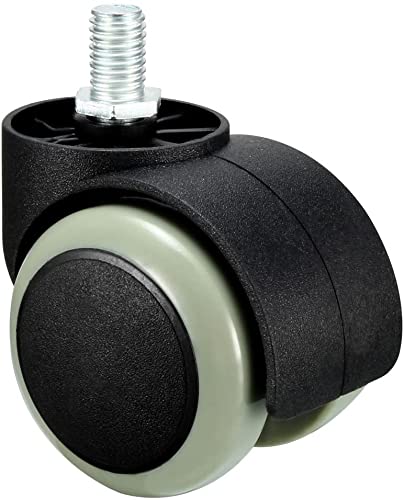 XYWHPGV Office Chair Casters Wheels 2 Inch PU Twin Wheel M10x14mm Threaded Stem Swivel Caster Gray, 2 Pcs(5216b daa24 d2542 bf2e2 834cc 8ed63