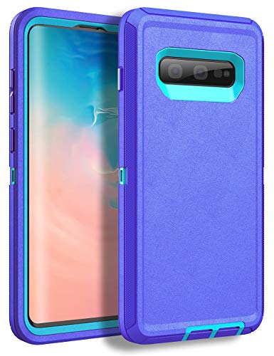 MXX Galaxy S10 Plus Case, 3 in 1 Shockproof TPU Silicone Core + PC Frame Case Cover for Samsung Galaxy S10 Plus - Purple/Light Blue