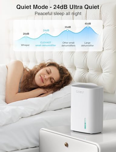 Image of CLEVAST Small Dehumidifier for Home, 30oz Compact Mini Dehumidifier with Auto Shut-Off, Quiet 24dB Portable Air Dehumidifier for Bathroom, Bedroom, Closet, Camper