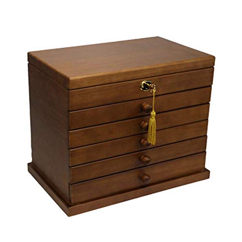 Boîte à bijoux en bois massif avec serrure fin des colliers emmêlés