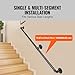 VEVOR Pipe Stair Handrail, 6FT Staircase Handrail, 440LBS Load Capacity Carbon Steel Pipe Handrail, Industrial Pipe Handrail with Wall Mount Support, Round Corner Wall Handrailings for Indoor, Outdoor