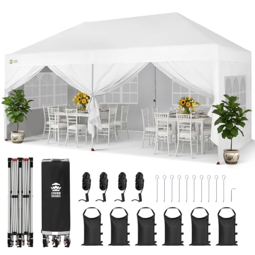CROWN SHADES 10X20 Pop Up Canopy Commercial, Outdoor Camping...