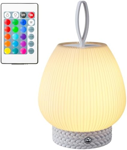 HOOMOOZ Table Lamp, Touch & Remote Control Bedside Night Light, 1800mAH ...