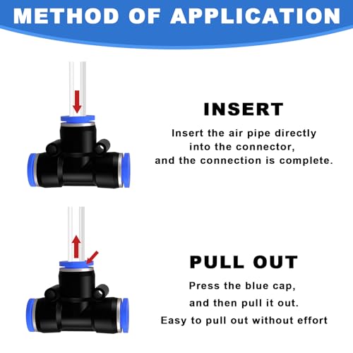 15 Stück 8mm OD pneumatische Steckverbindung,3 Wege T-Stücke Schnellverschraubungen Kunststoff Rohr PE Luftleitungsadapter,Push in Connect Pneumatik Fitting (PE - 8mm - 15 Stück)