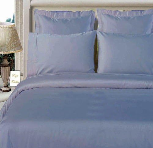 600 Thread Count Four (4) Piece Queen Size Blue Solid Bed Sheet Set, 100% Egyptian Cotton, Premium Hotel Quality