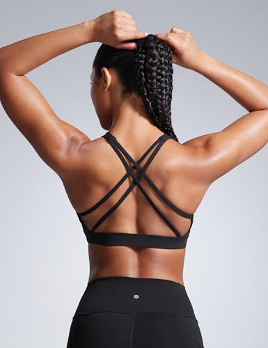 CRZ YOGA Butterbreeze Square Neck Sports Bras for Women - Strappy Thin Straps Workout Traning Padded Gym Halter Cami Top4