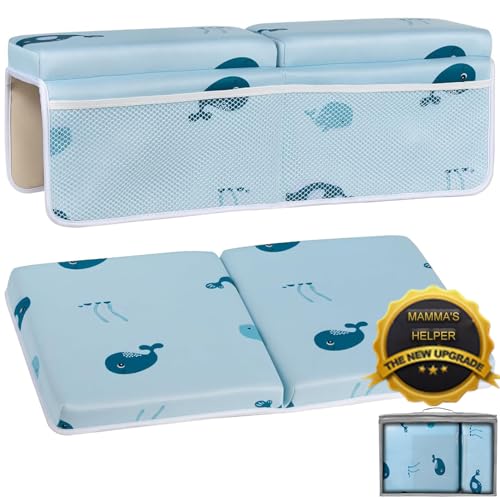 Image of UNIKOO Bath Kneeler and Elbow Rest Pad Set, Comfortable Bath Kneeler with Arm Support and Pockets, Non-Slip Bathtub Kneeling Pad for Baby Bathing, Quick Drying Mat Cushion Painless Memory Foam