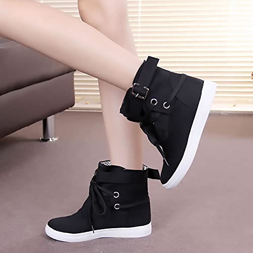 A/U Womens laarzen, anti-slip hoge schoenen canvas schoenen mode eenvoudige casual schoenen - Afbeelding 4