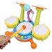 Fockety Kindertrommelset, frühpädagogisches Spielzeug für elektronische Musikinstrumente, batteriebetriebene Spielzeugtrommeln mit Blitzlicht, Soundeffekten, 2 Trommelstöcken und Mikrofon(Gelb)