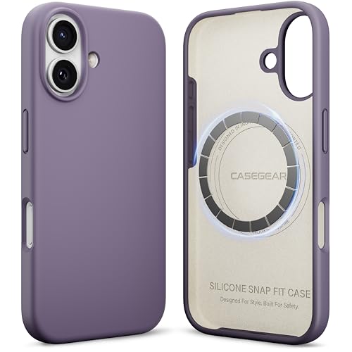 Image of CASEGEAR Silicone Snap Fit Back Cover Case Compatible with iPhone 17 | 8 Feet Drop Protection | Compatible with MagSafe | 360 Protection | Shockproof & Scratch Resistant | Misty Purple