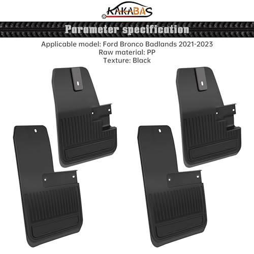Image of Mud Flaps Splash Guards for Ford Bronco Badlands 2021 2022 2023 External Accessories, Front and Rear Plastic Mudguards Mudflaps, 4pcs