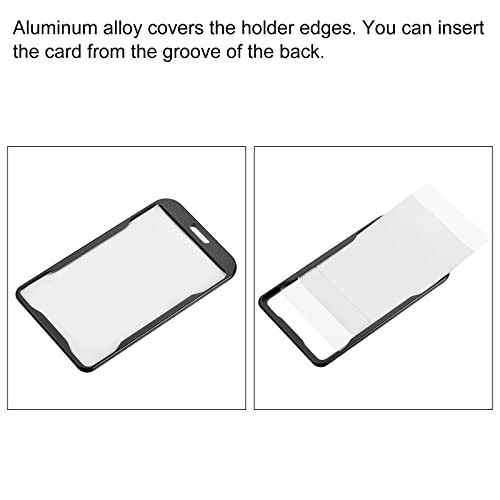 Meccanixity Badge Holders 9.5X5.8Cm Vertical Aluminum Id Holder With Flat Clip Detachable Neck Lanyard, Black Pack Of 2 #TOP4
