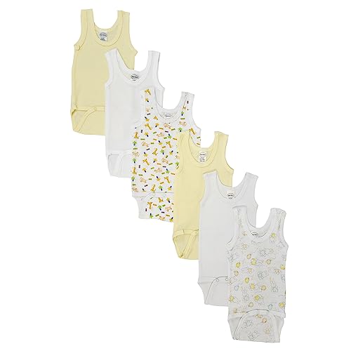 Bambini Unisex Baby 6 Pc One Piece and Tank Tops, Medium, White