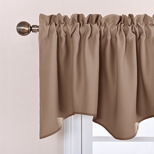 Nicetown Room Darkening Cappuccino Curtain Valances - Solid Home Fashion 52 Inches By 18 Inches Rod Pocket Valance Curtain Panels For Small Window, Short Drapes/Draperies, Set Of 4 Pieces #TOP2