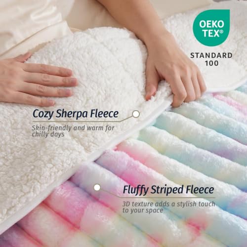 Image of Fleece Weighted Blanket for Adults 48 inch x 72 inch 12lbs Soft Blankets, Rainbow