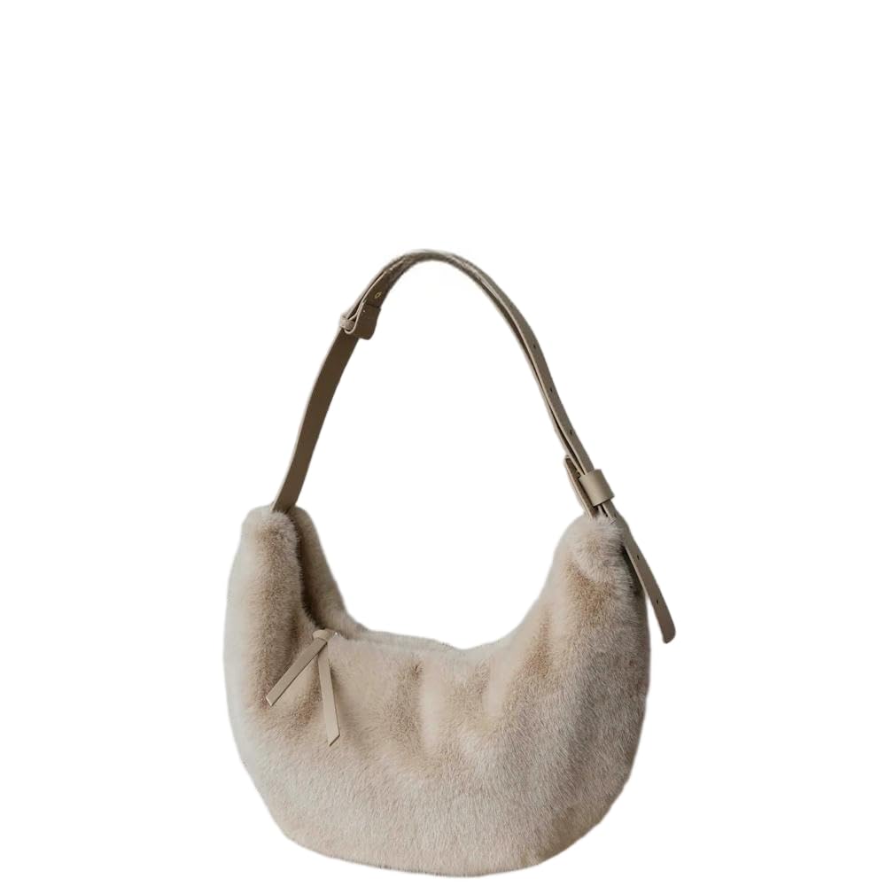 Sac bandoulière Hobos Crescent femme grand sac cabas peluche sacoche hiver portée épaule