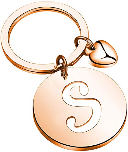 HOLLP Initial Disc Charm Keychain 26 Initial Letter Alphabet Key Ring A-Z Initial English Charm Keychain (RG-S)