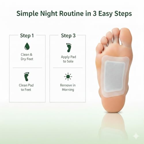 Image of AIXMEET Herbal Detox Foot Patches (10 Pads) - Bamboo Vinegar & Ginger Extract Foot Detox Pads for Overnight Detox, Deep Cleansing, Sleep Support, Foot Pain Relief & Acupoint Therapy for Men & Women