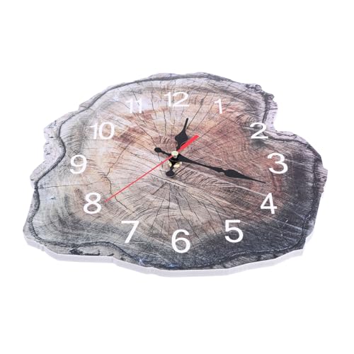 STOBAZA Reloj de Pared de Madera Silencioso con Diseño Anillos Anuales Colgante Decorativo para Salón y Hogar Sencillo y Duradero