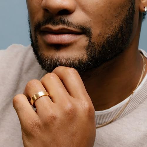 Inscool 2pcs Stainless Steel Fidget Rings for Men, Gold, Sliver, Blue, Black Rings for both Men and Women, Cool and Simple design, Perfect for Engagement and Wedding Band - Thumbnail 3