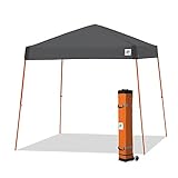 E-Z UP Vista Instant Shelter Canopy, 12' x 12', Orange Powder-Coated Steel Frame with Wide-Trax Roller Bag & 4 Piece Spike Set, Gray