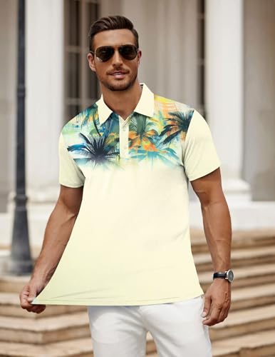 Camiseta polo para hombre de golf, manga corta, secado rápido, estampado hawaiano, transpirable miniatura 2