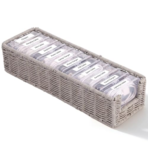 Evite enredos con el kit de gestión de cables Domensi y cesta organizadora de plástico