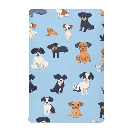 Image of Crib Sheet Breathable Soft Crib Mattress Sheet for Baby Toddler Boys Girls Fitted Crib Sheet Fit Standard Crib Mattress 39 x 27 Inch Blue Puppy