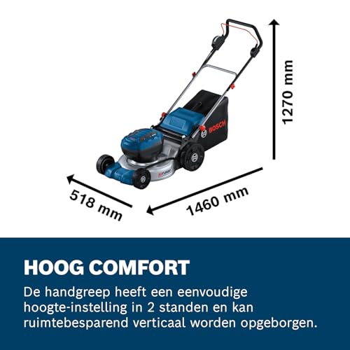 Bosch Professional 18V System accumaaier GRA 18V2-46 (maaibreedte: 46 cm, instelling maaihoogte in 6 standen, stoffen grasopvangzak 60 liter, incl. 2 x isolatorsleutel, mulchplug) - Afbeelding 3